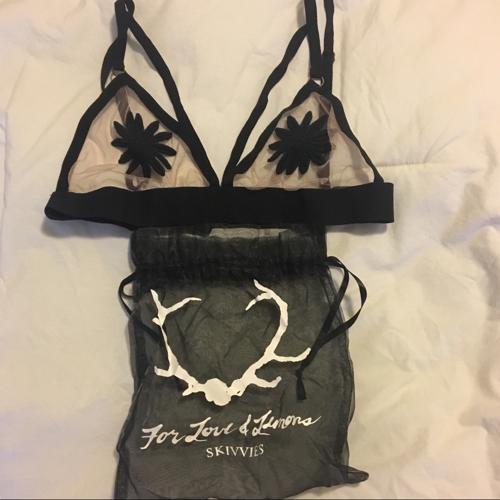 For Love & Lemons Black Snapdragon Bralette